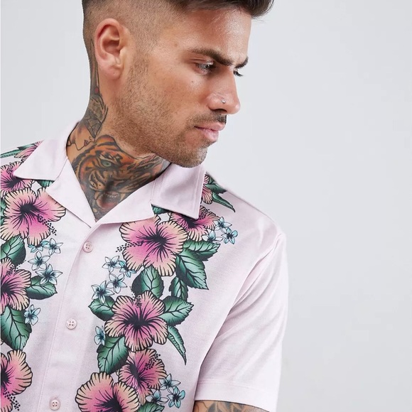 Urban Threads Floral Print Revere Collar Shirt - Picture 8 of 9